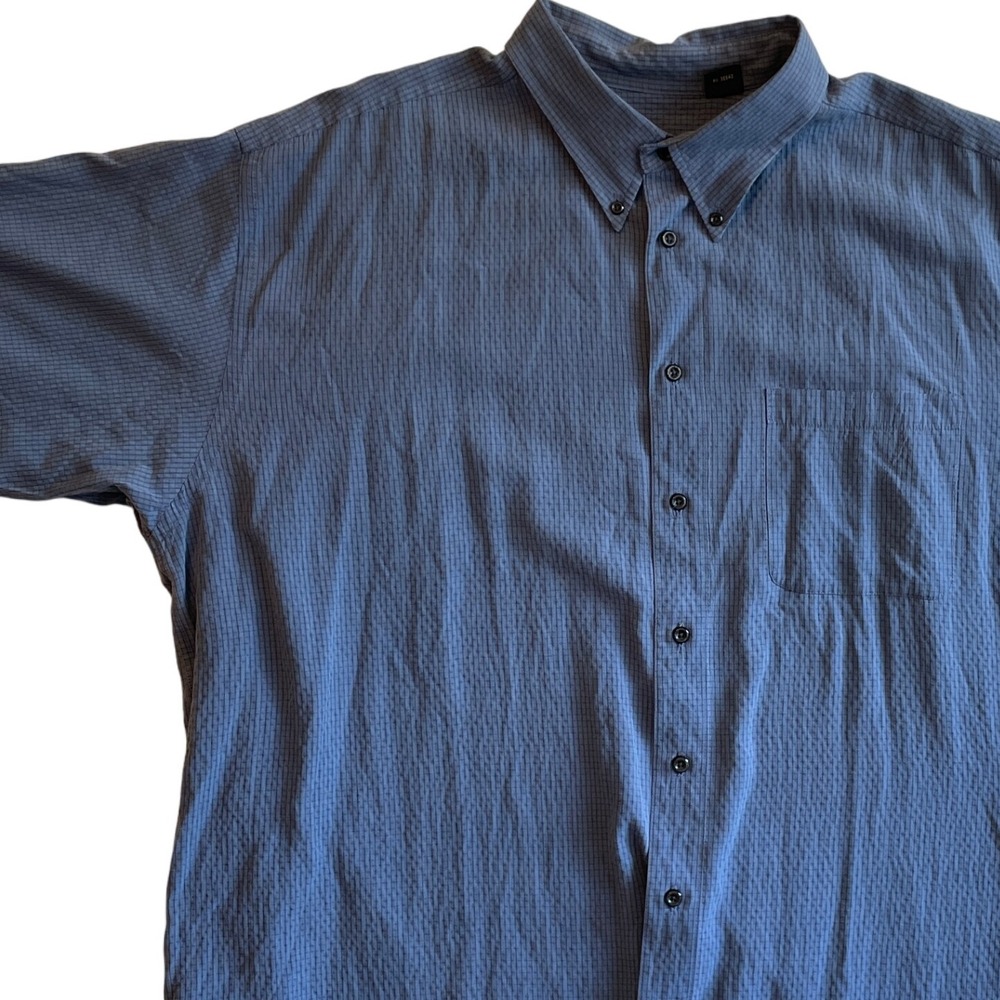 IZOD XXL Blue Woven Texture Short Sleeve Button‎ Down Shirt Men's Casual
